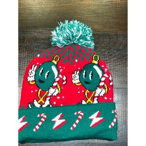 Evermore Christmas Beanie Hat‎ with Pom Pom Novelty Candy Cane Ornament One Size